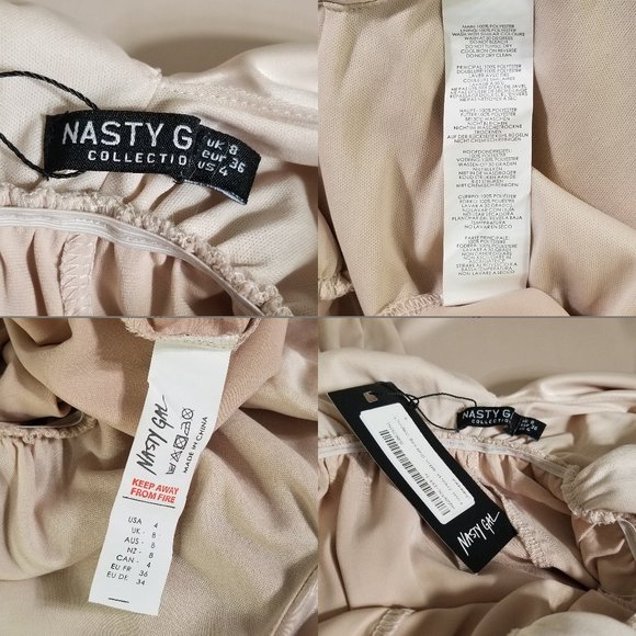 New Nasty Gal Champagne Wide Leg Satin Jumpsuit 4 Womens Elegant Sophisticated - Picture 12 of 12